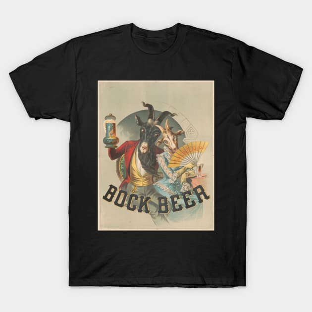 Vintage Bock Beer Goats Poster T-Shirt by Scottish Arms Dealer